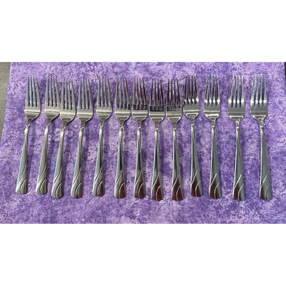 Oneida River Glossy Salad Forks Fork Stainless Flatware Silverware Set Of 13